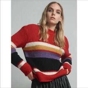 Sanctuary Over the Rainbow Crewneck Pullover Sweater Alpaca Wool size XS NWT
